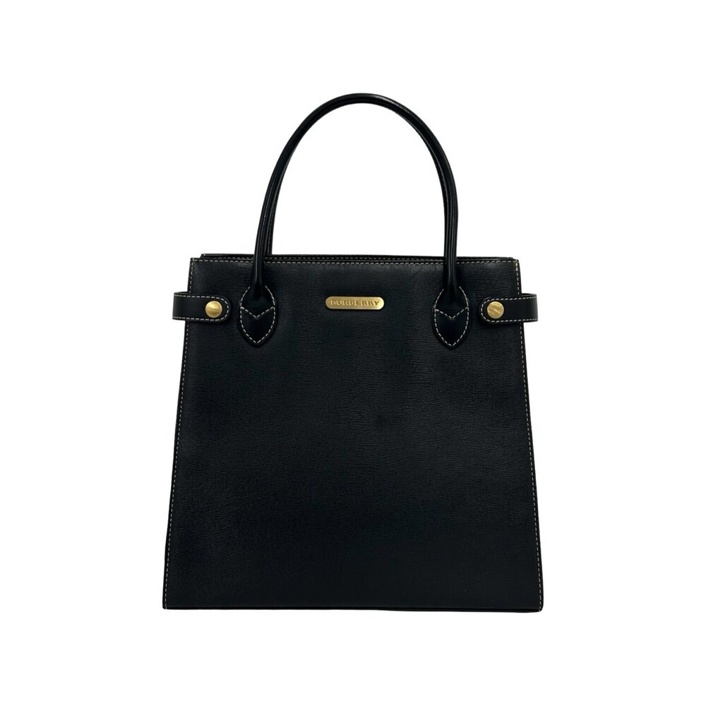 BURBERRY Burberry Logo Plate Hardware Nova Check Pattern Leather Handbag Tote...